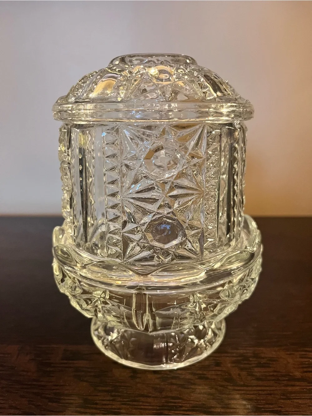 Vintage Indiana Glass Stars & Bars Fairy Lamp